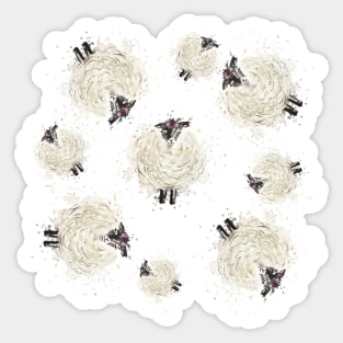 Fuzzy Sheep with Floral headdress - print Sticker